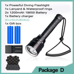 Professional Super Powerful 8000LM led Scuba Diving IPX8 Waterproof Flashlight Diver Light LED Underwater Torch Lamp Lanterna