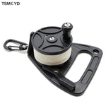 Black 150 ft Line SMB Dive Wreck Cave Diving Reel Diver Snorkeling with Handle Thumb Stopper Clip Hook  Underwater Scuba Diving