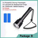 Professional Super Powerful 8000LM led Scuba Diving IPX8 Waterproof Flashlight Diver Light LED Underwater Torch Lamp Lanterna