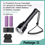 Professional Super Powerful 8000LM led Scuba Diving IPX8 Waterproof Flashlight Diver Light LED Underwater Torch Lamp Lanterna