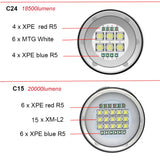 LED Diving Flashlight Torch 20000Lumens 6 x XHP70 Underwater Lighting 100m Waterproof Tactical Torch For Camera Video Fill Light