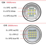 LED Diving Flashlight 20000Lumens 6 x XHP70 Underwater Lighting 100m Waterproof Tactical Torch For Photography Video Fill Light