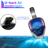 Scuba Diving Mask, Full Face, Anti Fog, Underwater, Wide View Snorkel, Waterproof Swimming Masks, Camera Mount, Adult Youth