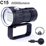 LED Diving Light 20000Lumens 15*L2 LED Flashlight Underwater 100m Waterproof Tactical Torch FOR Camera Video Fill Light