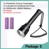 Professional Super Powerful 8000LM led Scuba Diving IPX8 Waterproof Flashlight Diver Light LED Underwater Torch Lamp Lanterna