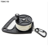 Black 150 ft Line SMB Dive Wreck Cave Diving Reel Diver Snorkeling with Handle Thumb Stopper Clip Hook  Underwater Scuba Diving