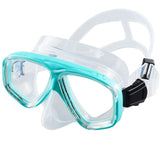 Snorkel Mask Swimming Goggles Scuba Diving Silicone Skirt Tempered Glass Len Wide View Training With Nose Cover Adjustable Strap