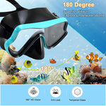 Diving Mask Swimming Goggles Scuba Snorkel Silicone Skirt Tempered Glass Panoramic HD For Adult Youth Anti-Fog with Nose Cover