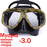 Myopia scuba diving Mask Camouflage anti fog for spearfishing gear swimming masks googles nearsighted lenses short-sighted