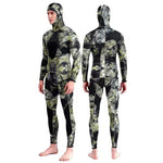 HOT 3mm Camouflage Wetsuit Long Sleeve Fission Neoprene Submersible For Men Keep Warm Top and Pants Two-piece Hooded Diving Suit