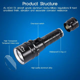 Scuba Diving Flashlight 2000 Lumens IPX8 Waterproof Underwater Aluminium Alloy Dive Torch With Charger Battery Mini Diving Light