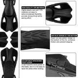 Snorkel Fins Swim Flippers Short Diving Frog Shoes Duck Webs Adjustable Silicone Travel Size Open Heel Adult Men Women Youth Kid