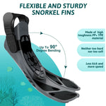 Snorkel Fins Adjustable Buckles Swimming Flippers Short Silicone Scuba Diving Shoes Open Heel Travel Size Adult Men Womens