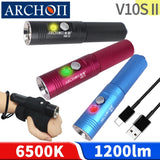 V10S II 1200lm Diving light Scuba 6500K Scuba diving flashlight Underwater 100m dive torch Submarine light Night dive freediving