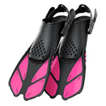 Snorkel Fins Adjustable Buckles Swimming Flippers Short Silicone Scuba Diving Shoes Open Heel Travel Size Adult Men Womens