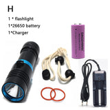 Waterproof IPX8 Diving Flashlight L2 LED Scuba Diver Diving Light 100M 26650 Waterproof Lantern Camping Fishing LED Torch