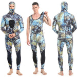 HOT 3mm Camouflage Wetsuit Long Sleeve Fission Neoprene Submersible For Men Keep Warm Top and Pants Two-piece Hooded Diving Suit