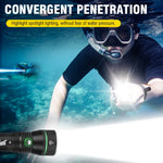 BORUiT 2000LM LED Scuba Diving Flashlight Super Bright P50 IPX8 Waterproof Torch Underwater 100M Spearfishing Lantern