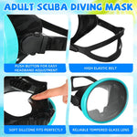 Oval Diving Mask Spearfishing Mask Classic Retro-Style Panoramic Wide View Scuba Goggles Tempered Glass Lens for Adults