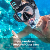 Wet Gopro Mount Low Volume Diving Mask Tempered Glass Freedive Mask J-type Diving Mask Snorkel Set with Camera Mount Black