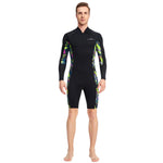 1.5mm Neoprene Shorty Mens Wetsuit UV-proof Front Zip Lycra Long Sleeves Diving Suit for Underwater Snorkeling Swimming Surfing