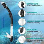 Dry Snorkel Tube Easy Breath Scuba Diving Splash Guard Top Valve Swimming Underwater Equipment For Adults Kids Men Women Youth