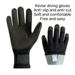 3mm Kevlar Diving Gloves Cut Resistant Keep Warm Black Gloves for Spearfishing Snorkel Swimming Undrwater Work Dive Accessories