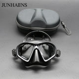 JUNHAIINS Tempered Glass Freediving Mask Snorkeling Set Foldable snorkel J-type Diving Mask with Camera Mount