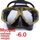 Myopia scuba diving Mask Camouflage anti fog for spearfishing gear swimming masks googles nearsighted lenses short-sighted