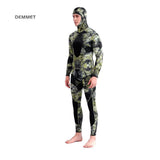 DEMMET Hooded Camouflage 3MM Two-piece Neoprene Wetsuit For Scuba Diving Swimming Underwater Hunting Wetsuit Keeps Warm And Cold