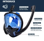 Snorkeling Mask 180°Panoramic View Silicone Dry Top Snorkeling Diving Swimming Goggles with 2 Snorkels Anti-Fog Anti-Leak