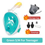 Underwater Snorkeling Full Face Children Swimming Mask Set Scuba Diving Respirator Masks Anti Fog Safe Breathing for Kids Adult