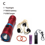 Best Diving Flashlight L2 Dive Lantern Lamp Underwater LED Dive Lights, 3800 Lumen stepless Dimming Torch For Camping, Fishing