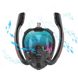 Snorkeling Mask 180°Panoramic View Silicone Dry Top Snorkeling Diving Swimming Goggles with 2 Snorkels Anti-Fog Anti-Leak