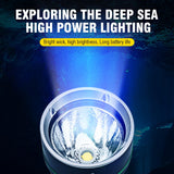 BORUiT 2000LM LED Scuba Diving Flashlight Super Bright P50 IPX8 Waterproof Torch Underwater 100M Spearfishing Lantern