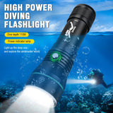 BORUiT 2000LM LED Scuba Diving Flashlight Super Bright P50 IPX8 Waterproof Torch Underwater 100M Spearfishing Lantern