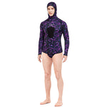 HOT 3mm Camouflage Wetsuit Long Sleeve Fission Neoprene Submersible For Men Keep Warm Top and Pants Two-piece Hooded Diving Suit