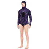 HOT 3mm Camouflage Wetsuit Long Sleeve Fission Neoprene Submersible For Men Keep Warm Top and Pants Two-piece Hooded Diving Suit