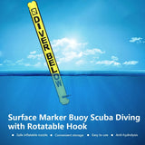 DIZETION Surface Marker Buoy Scuba Diving with Rotatable Hook Sausage Signal Tube SMB Inflatable Nozzle Floating Accessory