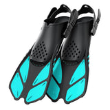 Snorkel Fins Adjustable Buckles Swimming Flippers Short Silicone Scuba Diving Shoes Open Heel Travel Size Adult Men Womens