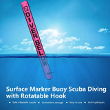 DIZETION Surface Marker Buoy Scuba Diving with Rotatable Hook Sausage Signal Tube SMB Inflatable Nozzle Floating Accessory