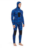 HOT 3mm Camouflage Wetsuit Long Sleeve Fission Neoprene Submersible For Men Keep Warm Top and Pants Two-piece Hooded Diving Suit