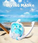 Snorkeling Mask 180°Panoramic View Silicone Dry Top Snorkeling Diving Swimming Goggles with 2 Snorkels Anti-Fog Anti-Leak