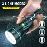 BORUiT 2000LM LED Scuba Diving Flashlight Super Bright P50 IPX8 Waterproof Torch Underwater 100M Spearfishing Lantern