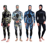 DEMMET Hooded Camouflage 3MM Two-piece Neoprene Wetsuit For Scuba Diving Swimming Underwater Hunting Wetsuit Keeps Warm And Cold