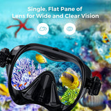 Wet Gopro Mount Low Volume Diving Mask Tempered Glass Freedive Mask J-type Diving Mask Snorkel Set with Camera Mount Black