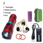 Best Diving Flashlight L2 Dive Lantern Lamp Underwater LED Dive Lights, 3800 Lumen stepless Dimming Torch For Camping, Fishing