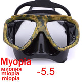 Myopia scuba diving Mask Camouflage anti fog for spearfishing gear swimming masks googles nearsighted lenses short-sighted