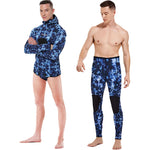 HOT 3mm Camouflage Wetsuit Long Sleeve Fission Neoprene Submersible For Men Keep Warm Top and Pants Two-piece Hooded Diving Suit