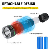 BORUiT 2000LM LED Scuba Diving Flashlight Super Bright P50 IPX8 Waterproof Torch Underwater 100M Spearfishing Lantern